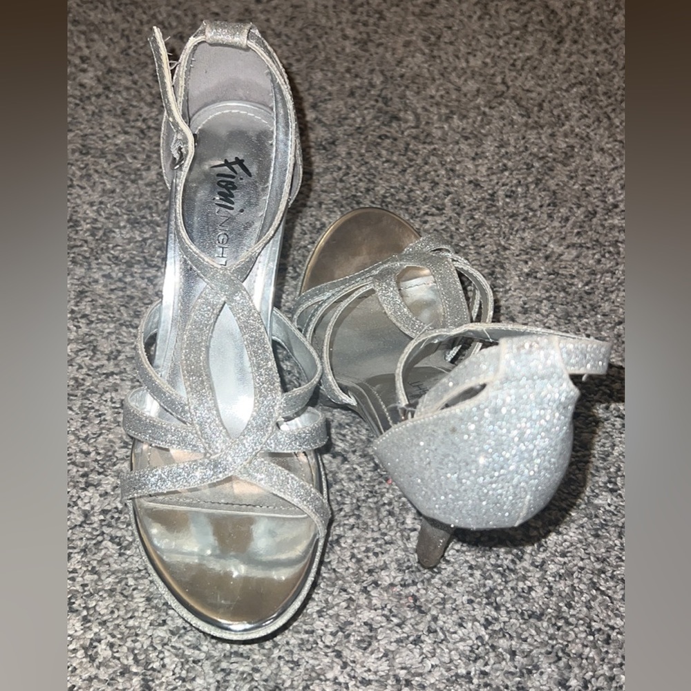 Silver Open-Toe Prom Heels